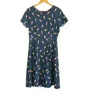 Sugarhill Brighton Boutique Jinni Ice Lolly Dress Size 4 Navy Blue Short Sleeve,